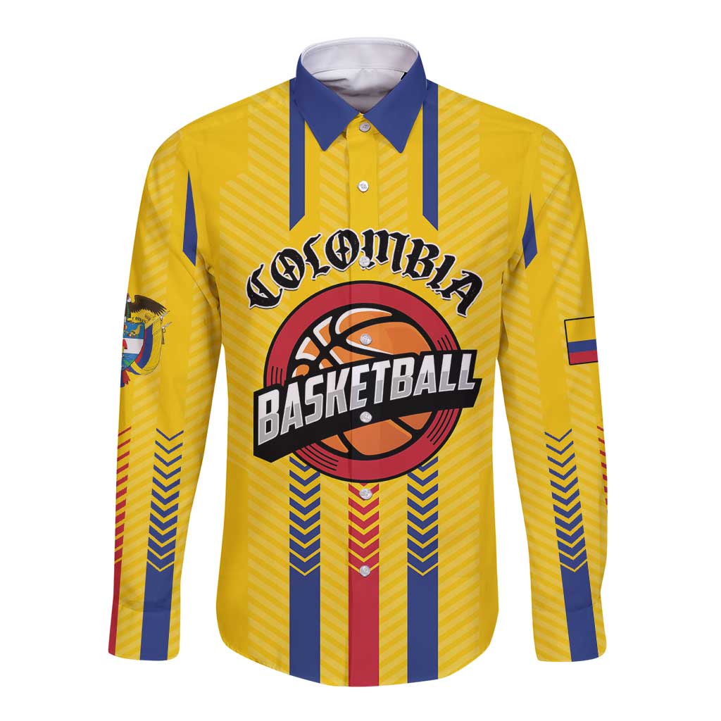 Colombia Basketball Custom Long Sleeve Button Shirt Vamos Colombiana