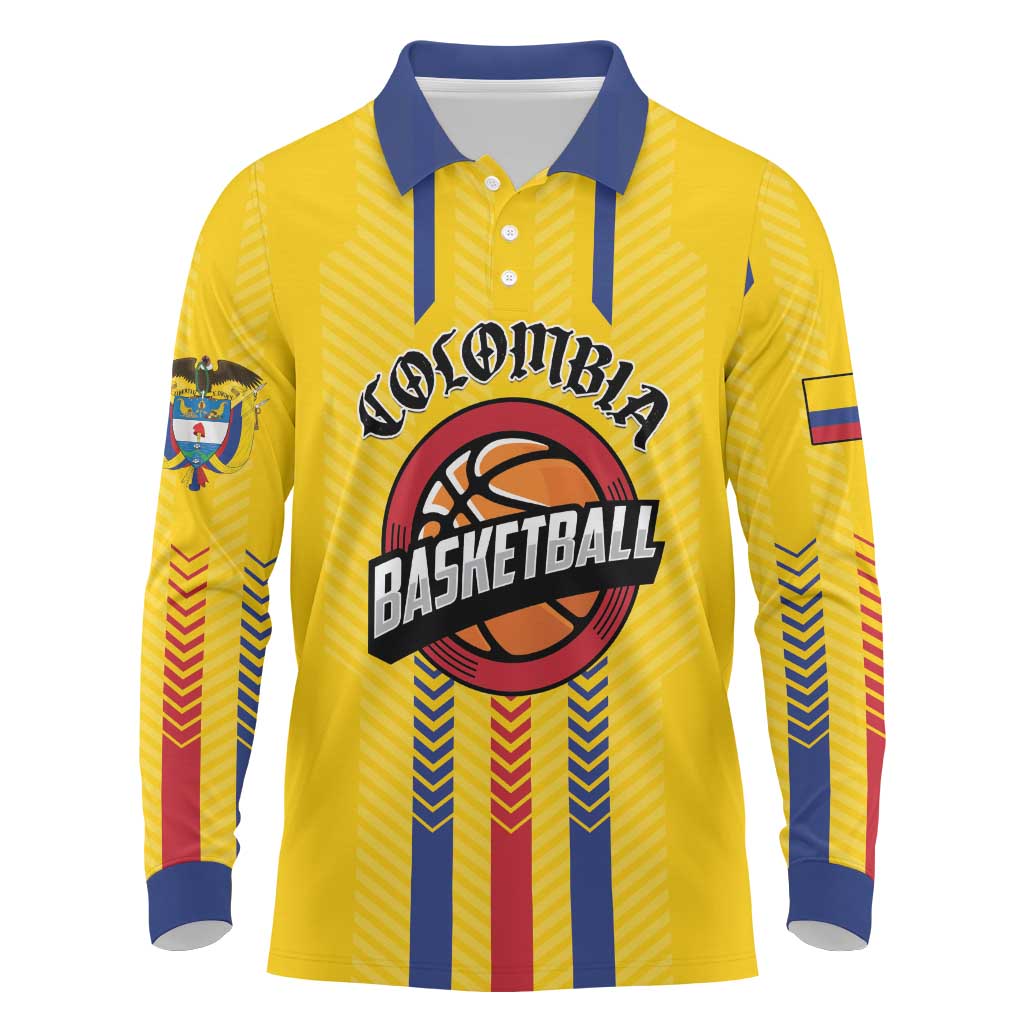 Colombia Basketball Custom Long Sleeve Polo Shirt Vamos Colombiana