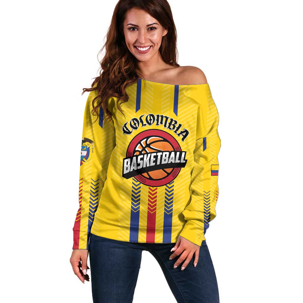 Colombia Basketball Custom Off Shoulder Sweater Vamos Colombiana