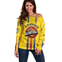 Colombia Basketball Custom Off Shoulder Sweater Vamos Colombiana