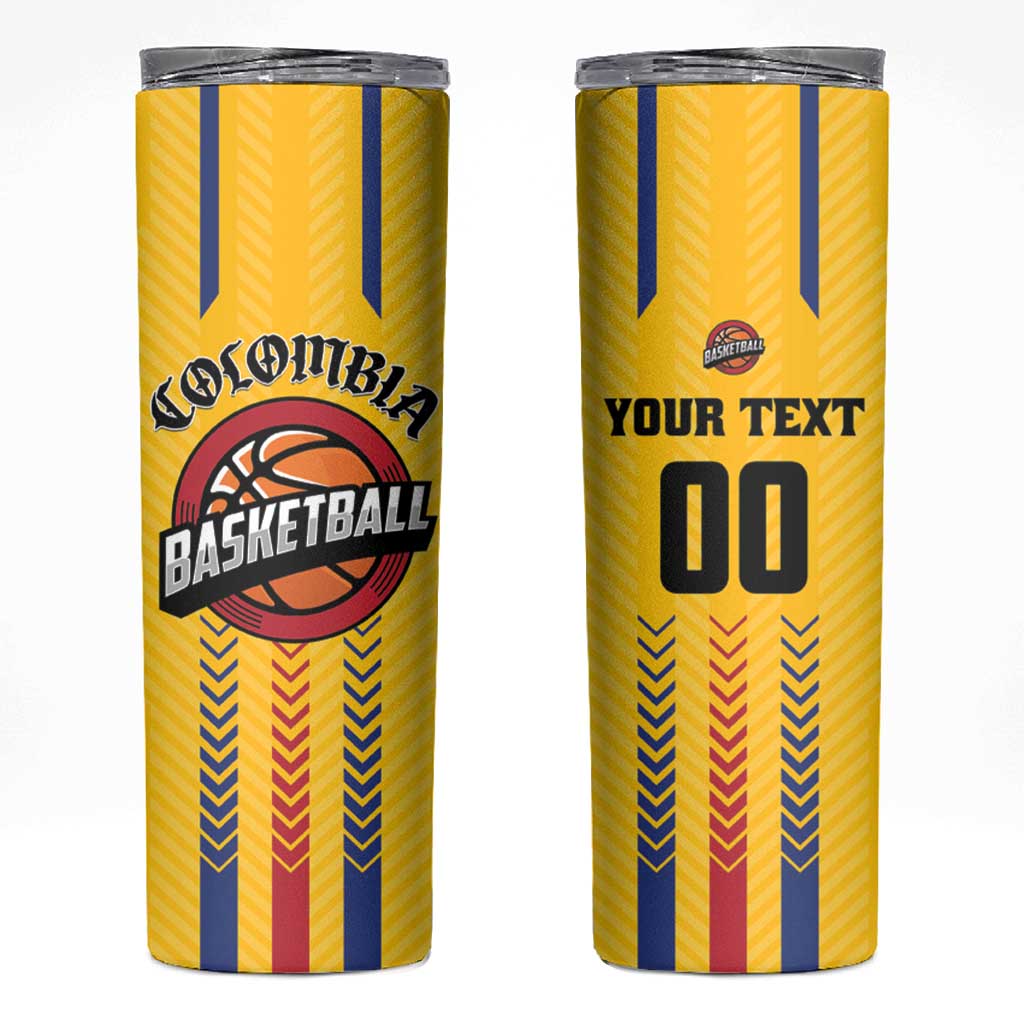 Colombia Basketball Custom Skinny Tumbler Vamos Colombiana