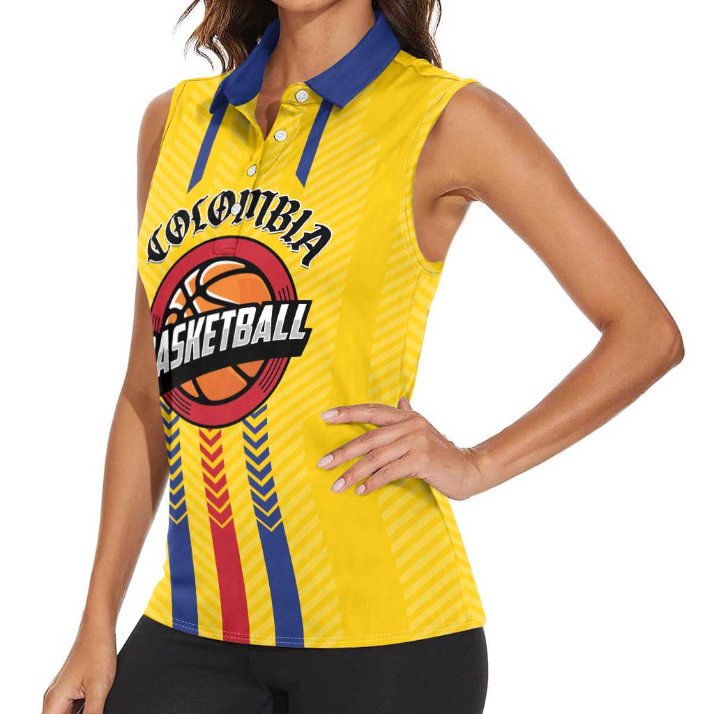 Colombia Basketball Custom Women Sleeveless Polo Shirt Vamos Colombiana