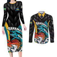 Bahamas Basketball Custom Couples Matching Long Sleeve Bodycon Dress and Long Sleeve Button Shirt Team Bahamas Come On