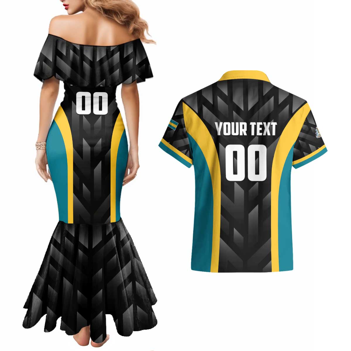 Bahamas Basketball Custom Couples Matching Mermaid Dress and Hawaiian Shirt Team Bahamas Come On