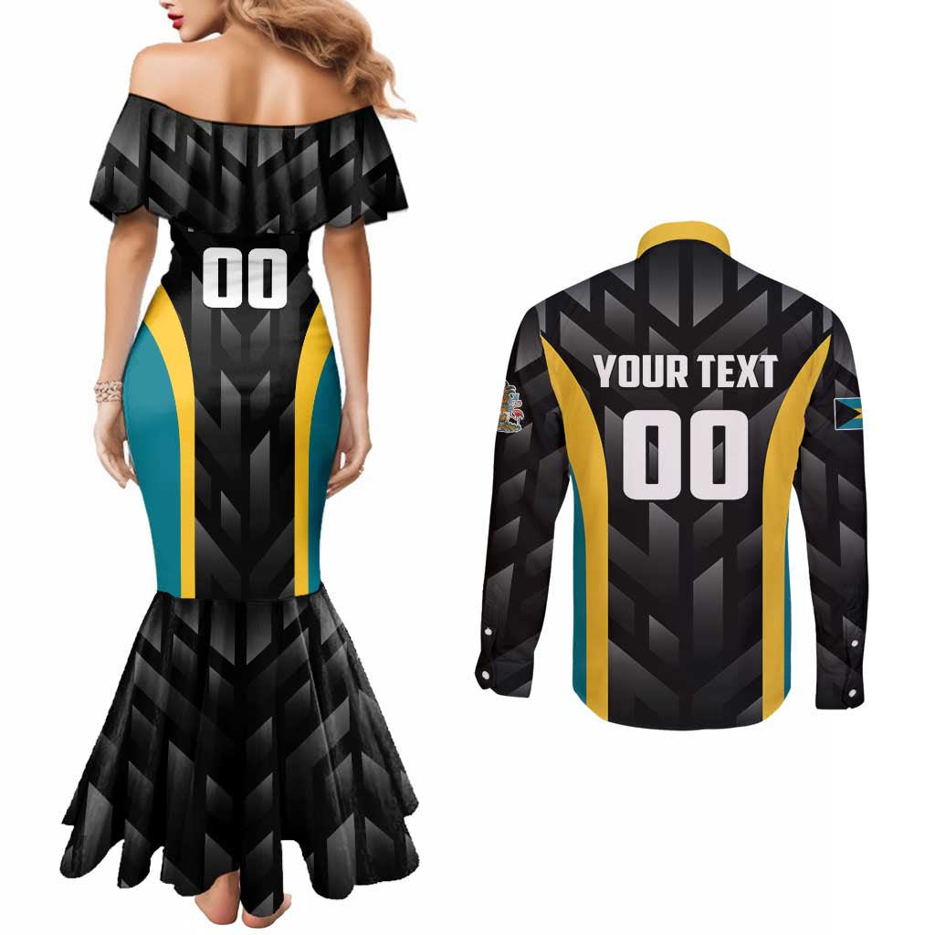 Bahamas Basketball Custom Couples Matching Mermaid Dress and Long Sleeve Button Shirt Team Bahamas Come On