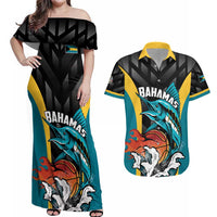 Bahamas Basketball Custom Couples Matching Off Shoulder Maxi Dress and Hawaiian Shirt Team Bahamas Come On