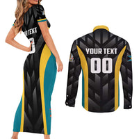 Bahamas Basketball Custom Couples Matching Short Sleeve Bodycon Dress and Long Sleeve Button Shirt Team Bahamas Come On