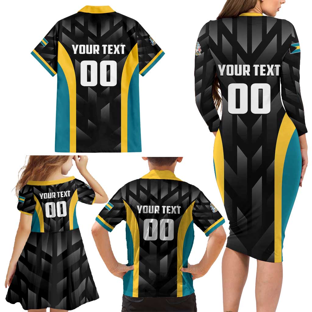 Bahamas Basketball Custom Family Matching Long Sleeve Bodycon Dress and Hawaiian Shirt Team Bahamas Come On