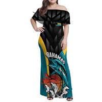 Bahamas Basketball Custom Family Matching Off Shoulder Maxi Dress and Hawaiian Shirt Team Bahamas Come On
