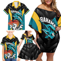Bahamas Basketball Custom Family Matching Off Shoulder Short Dress and Hawaiian Shirt Team Bahamas Come On