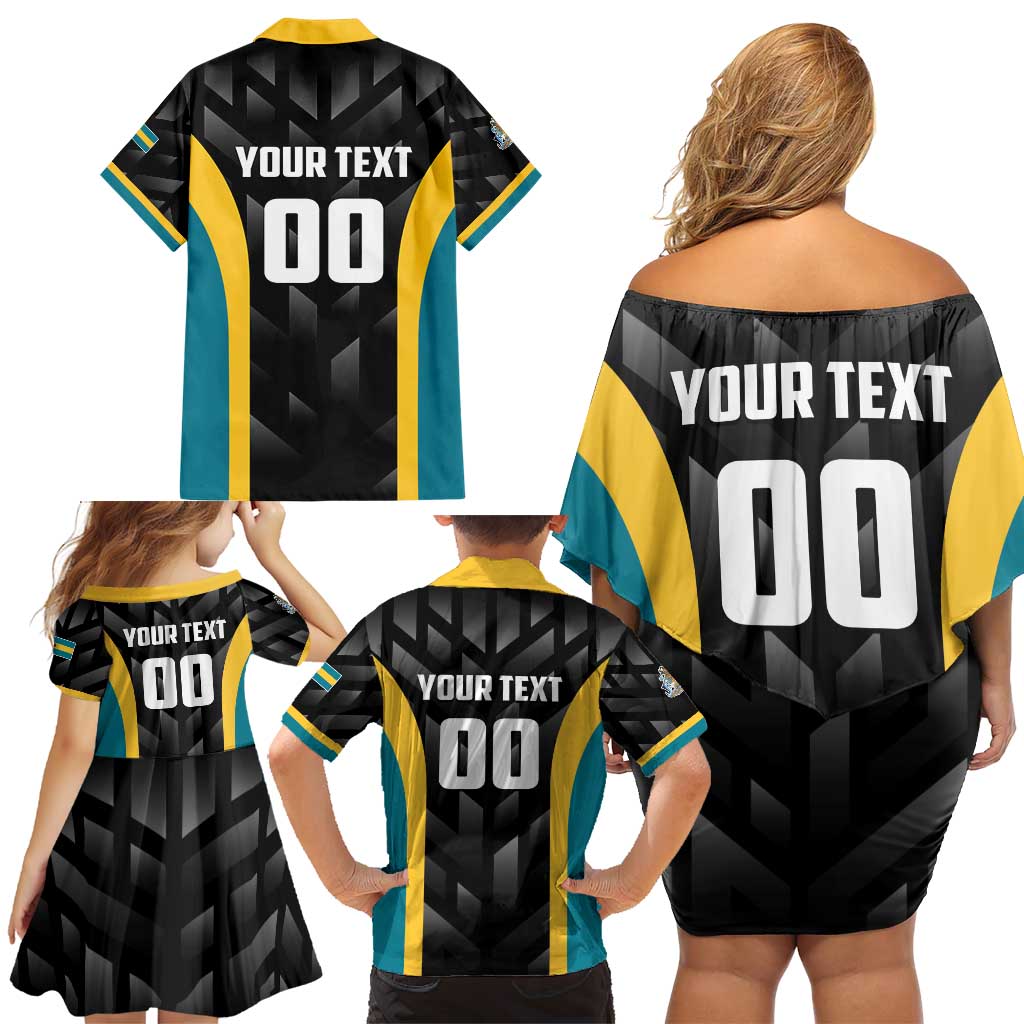 Bahamas Basketball Custom Family Matching Off Shoulder Short Dress and Hawaiian Shirt Team Bahamas Come On