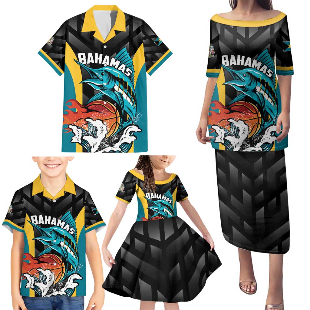 Bahamas Basketball Custom Family Matching Puletasi and Hawaiian Shirt Team Bahamas Come On