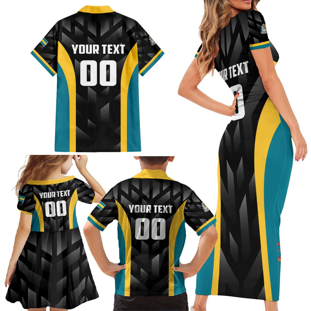 Bahamas Basketball Custom Family Matching Short Sleeve Bodycon Dress and Hawaiian Shirt Team Bahamas Come On