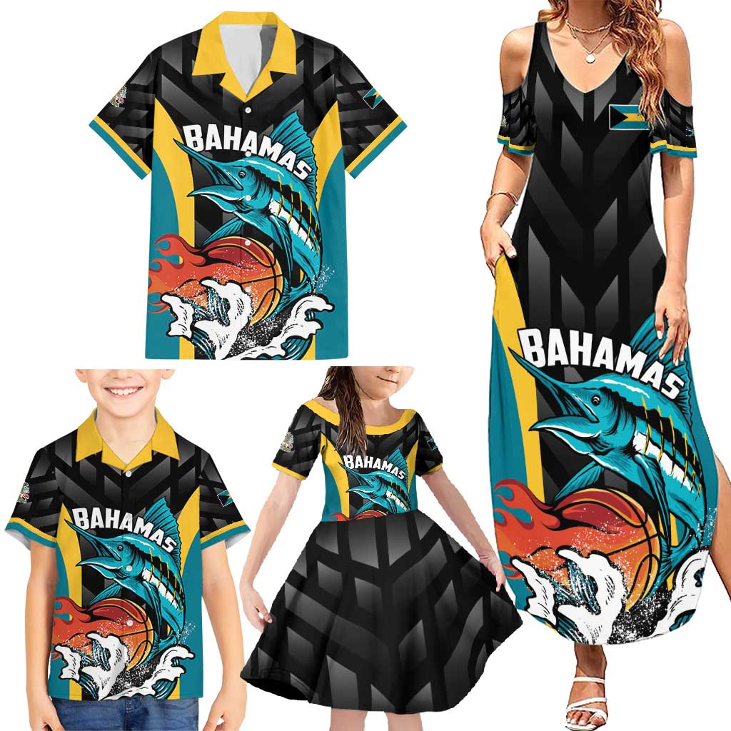 Bahamas Basketball Custom Family Matching Summer Maxi Dress and Hawaiian Shirt Team Bahamas Come On