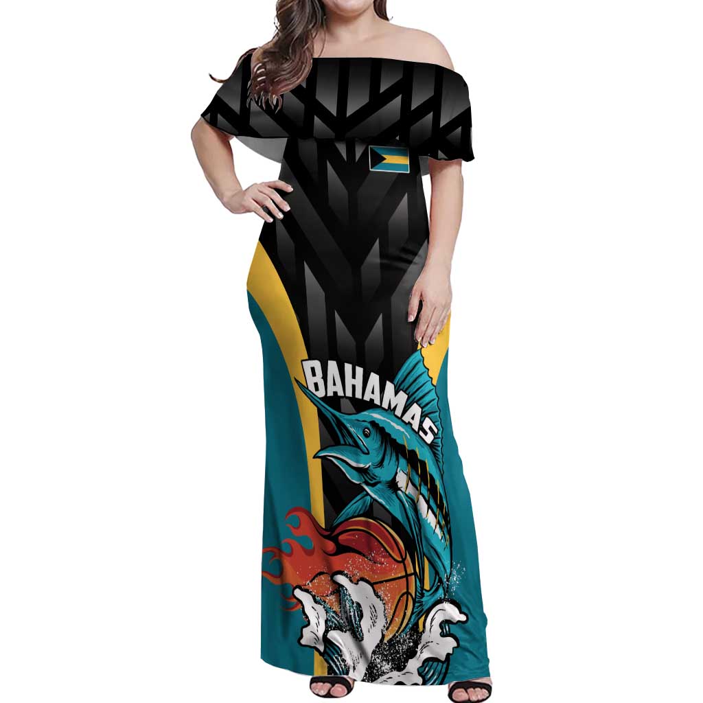 Bahamas Basketball Custom Off Shoulder Maxi Dress Team Bahamas Come On
