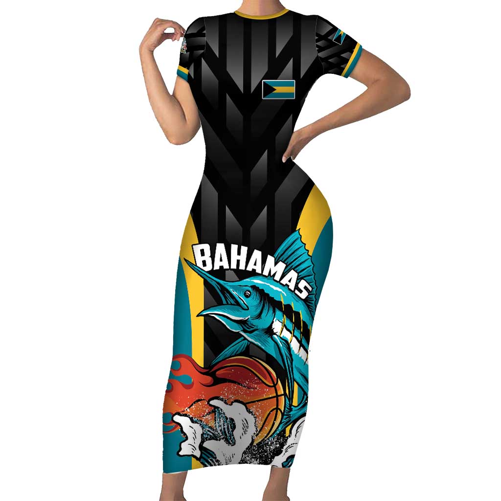 Bahamas Basketball Custom Short Sleeve Bodycon Dress Team Bahamas Come On
