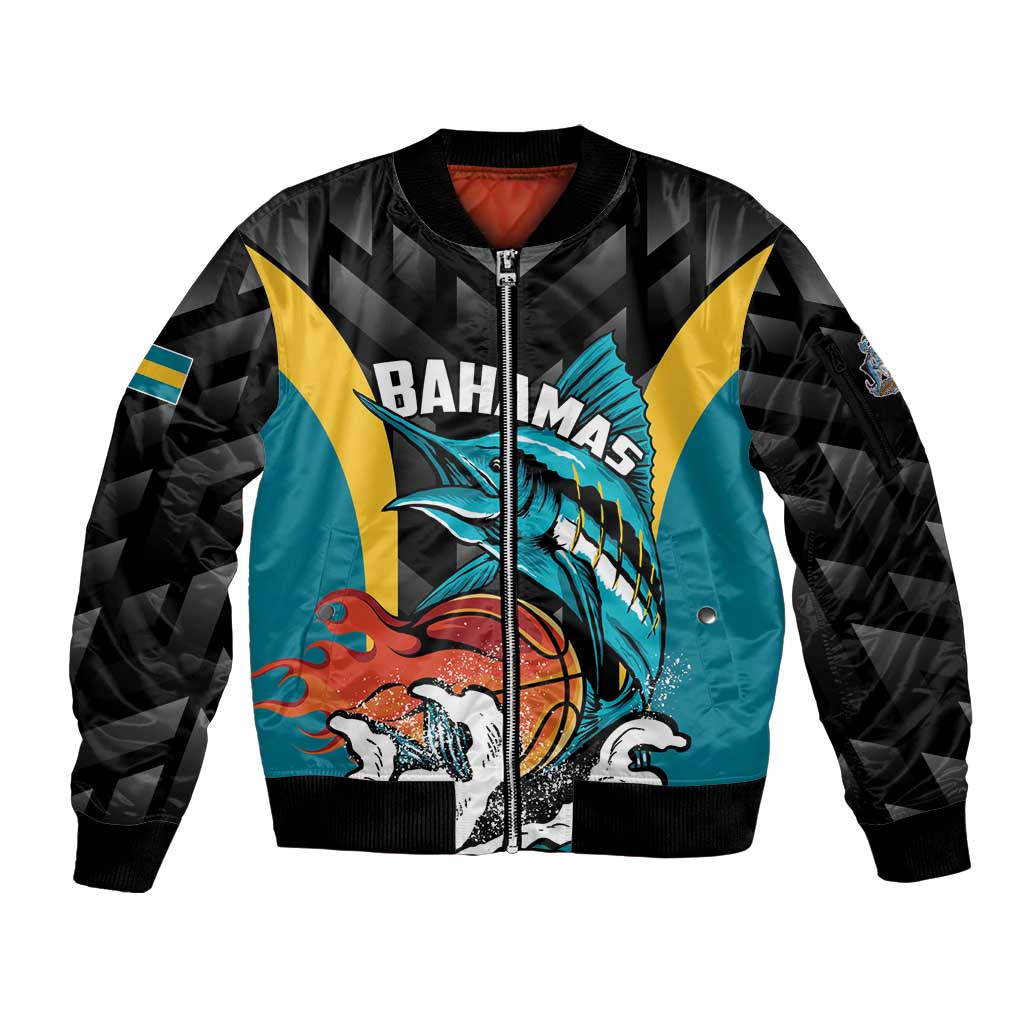 Bahamas Basketball Custom Sleeve Zip Bomber Jacket Team Bahamas Come On