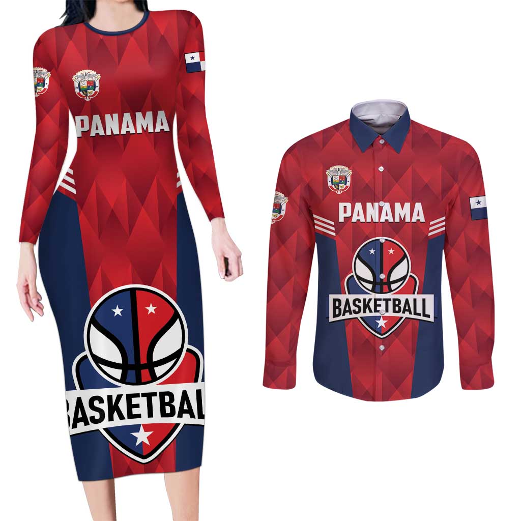 Panama Basketball Custom Couples Matching Long Sleeve Bodycon Dress and Long Sleeve Button Shirt Panama Go Champion
