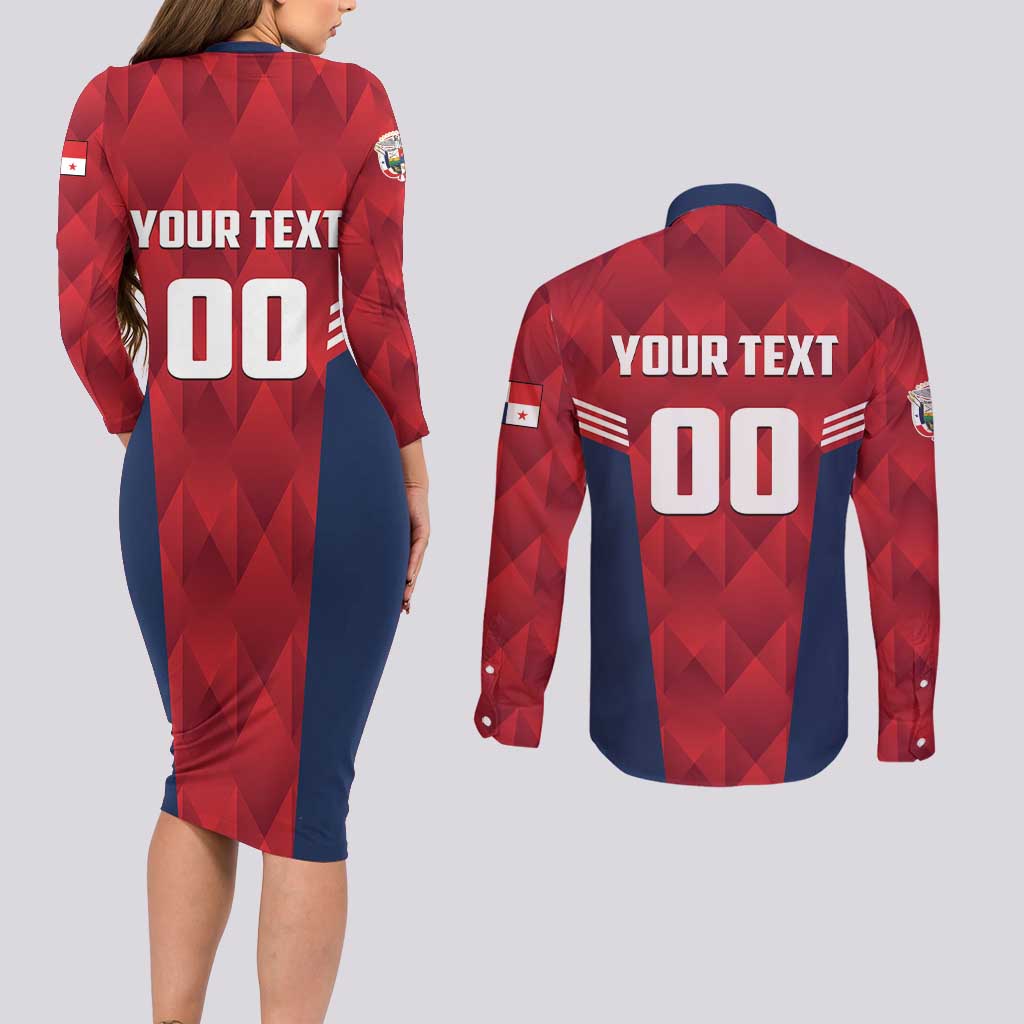 Panama Basketball Custom Couples Matching Long Sleeve Bodycon Dress and Long Sleeve Button Shirt Panama Go Champion
