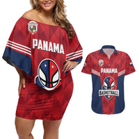 Panama Basketball Custom Couples Matching Off Shoulder Short Dress and Hawaiian Shirt Panama Go Champion