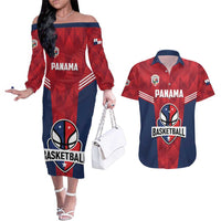 Panama Basketball Custom Couples Matching Off The Shoulder Long Sleeve Dress and Hawaiian Shirt Panama Go Champion