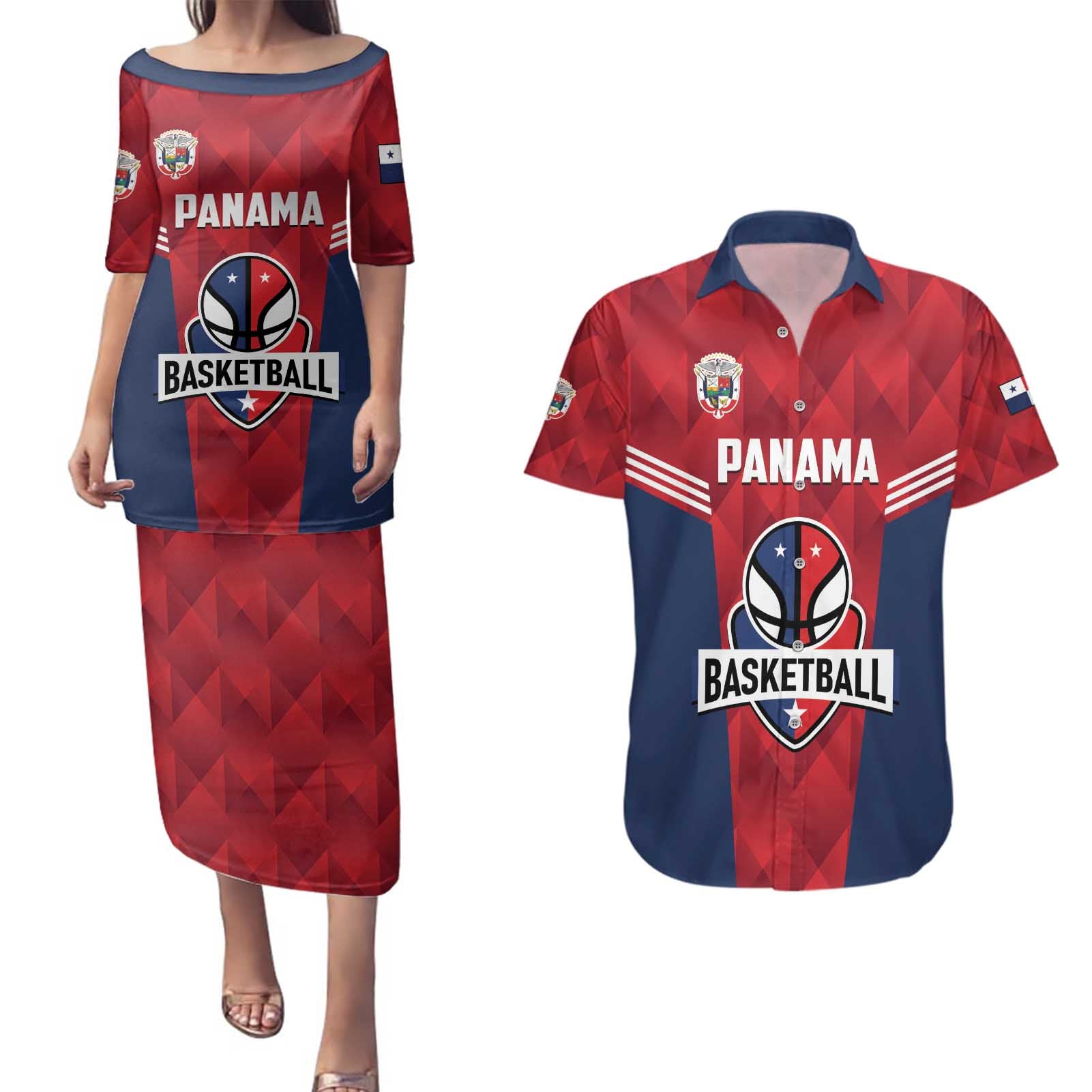Panama Basketball Custom Couples Matching Puletasi and Hawaiian Shirt Panama Go Champion