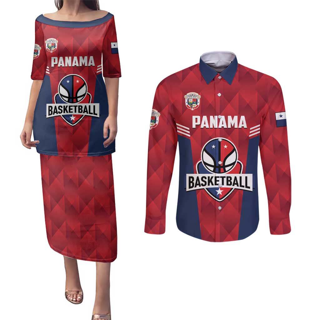 Panama Basketball Custom Couples Matching Puletasi and Long Sleeve Button Shirt Panama Go Champion