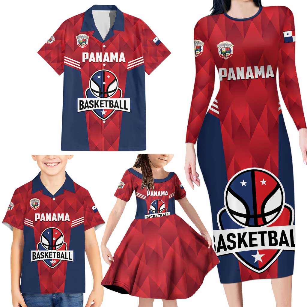 Panama Basketball Custom Family Matching Long Sleeve Bodycon Dress and Hawaiian Shirt Panama Go Champion