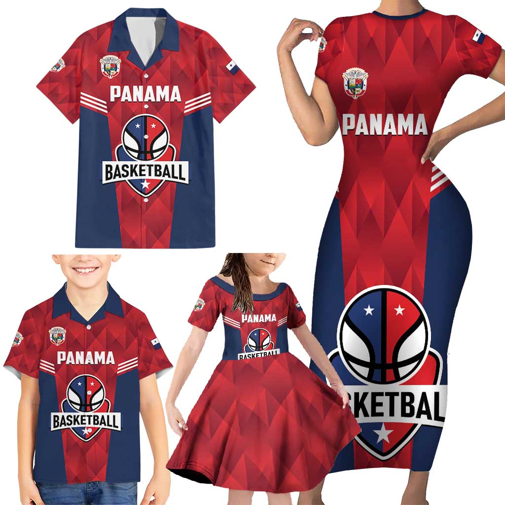 Panama Basketball Custom Family Matching Short Sleeve Bodycon Dress and Hawaiian Shirt Panama Go Champion