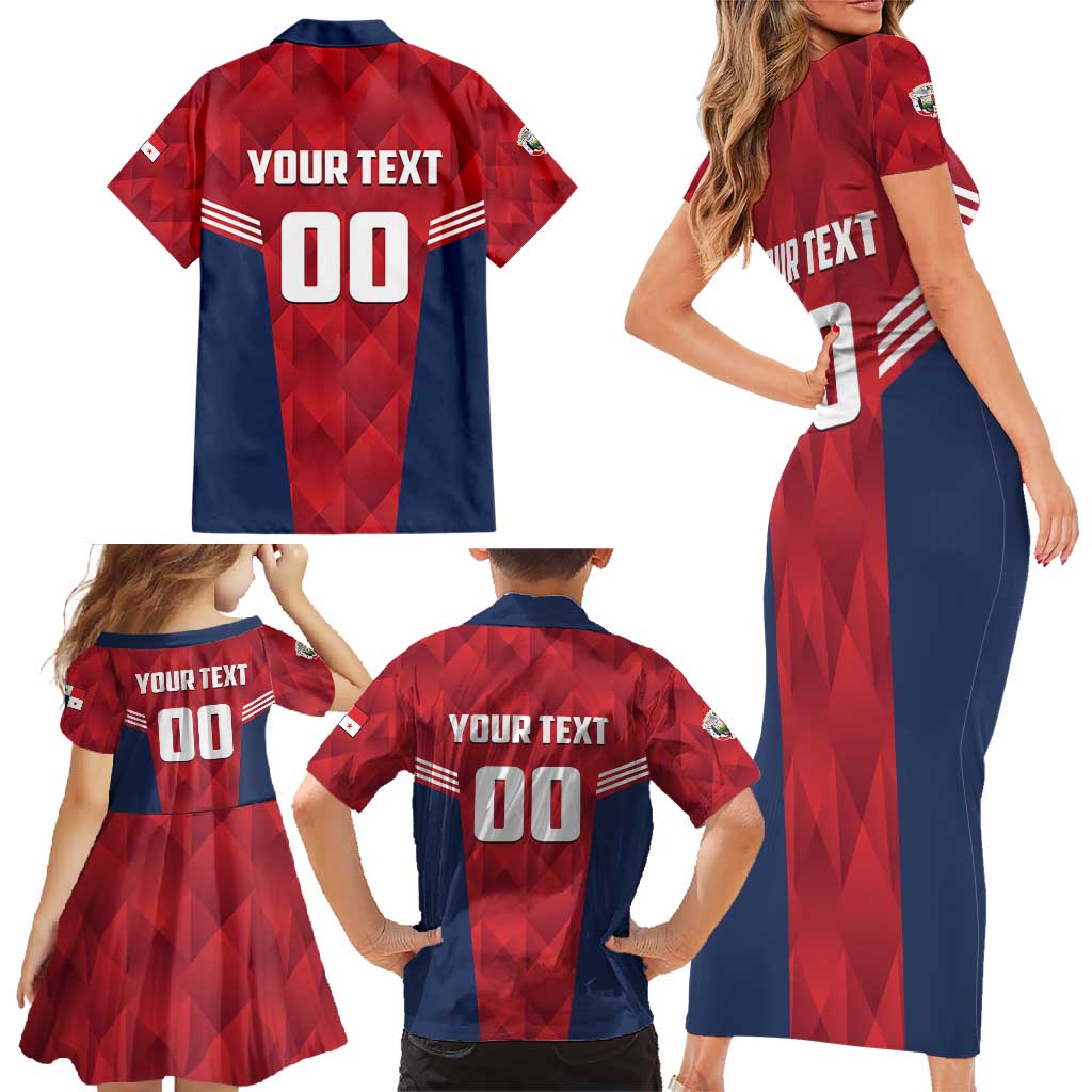Panama Basketball Custom Family Matching Short Sleeve Bodycon Dress and Hawaiian Shirt Panama Go Champion