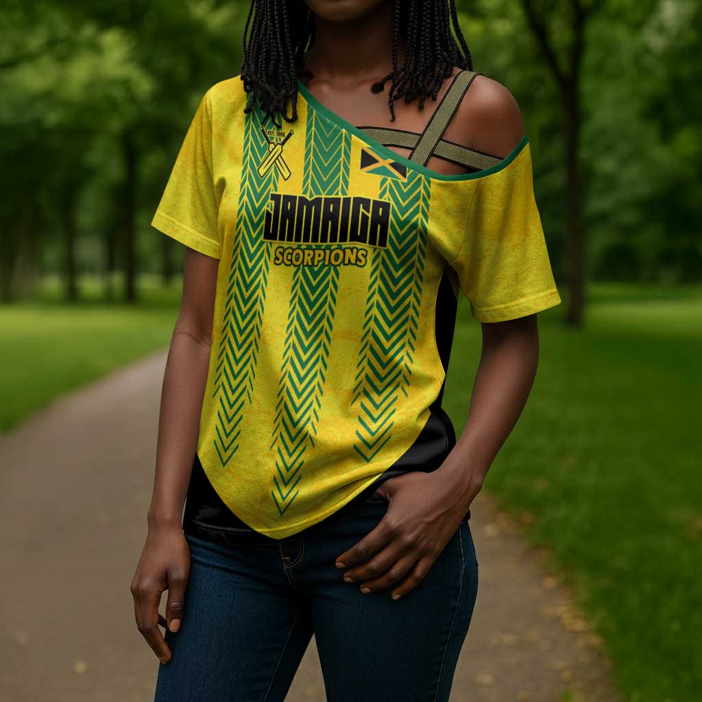 Custom Jamaica Cricket Scorpions Cross Shoulder Shirt Go Champions
