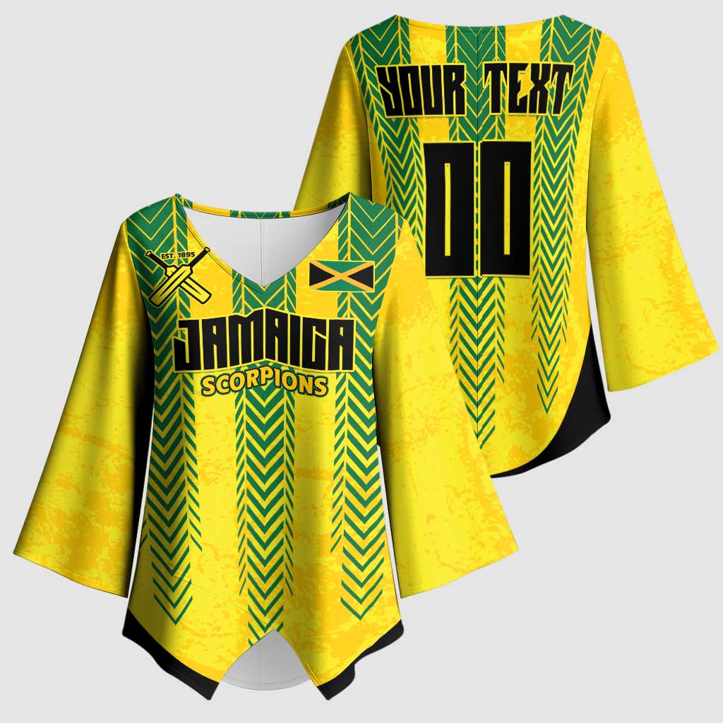 Custom Jamaica Cricket Scorpions Kimono Sleeve Blouse Go Champions
