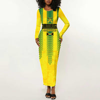 Custom Jamaica Cricket Scorpions Long Sleeve Bodycon Dress Go Champions