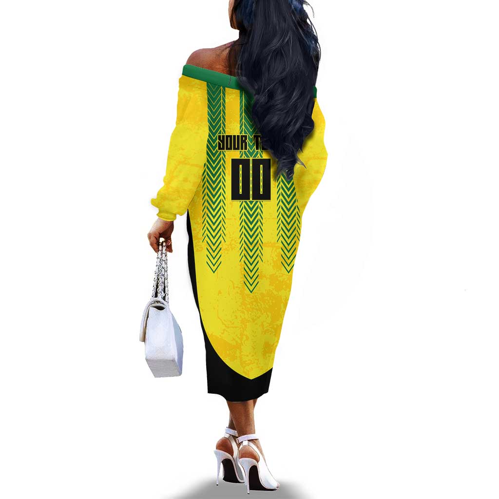 Custom Jamaica Cricket Scorpions Off The Shoulder Long Sleeve Dress Go Champions