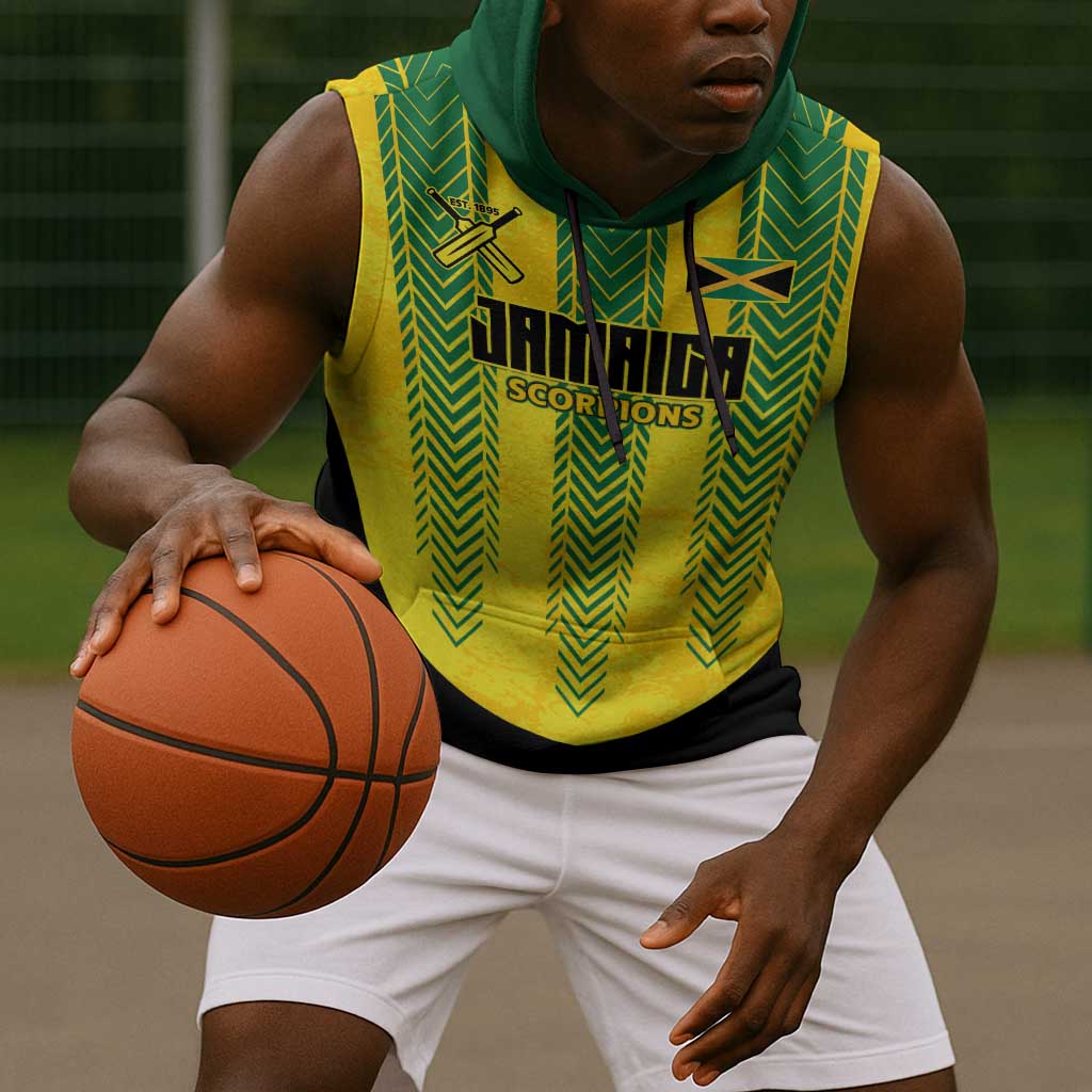 Custom Jamaica Cricket Scorpions Sleeveless Hoodie Go Champions