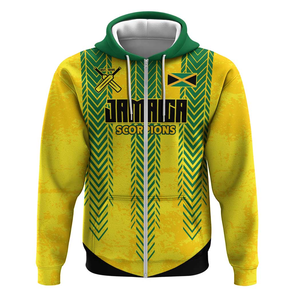 Custom Jamaica Cricket Scorpions Zip Hoodie Go Champions