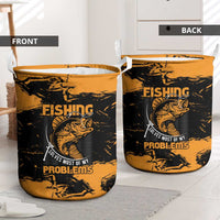 Fishing Solves Most of My Problems Laundry Basket Grunge Style