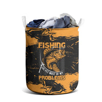 Fishing Solves Most of My Problems Laundry Basket Grunge Style