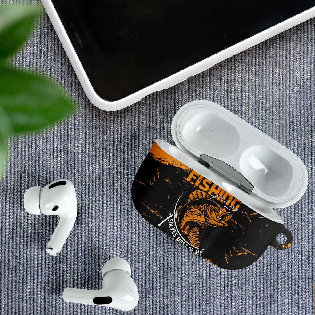 Fishing Solves Most of My Problems AirPods Case Grunge Style