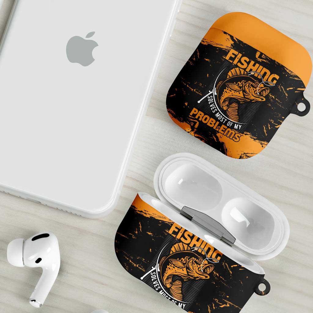 Fishing Solves Most of My Problems AirPods Case Grunge Style