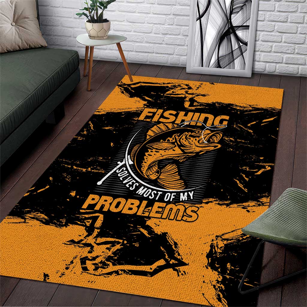 Fishing Solves Most of My Problems Area Rug Grunge Style