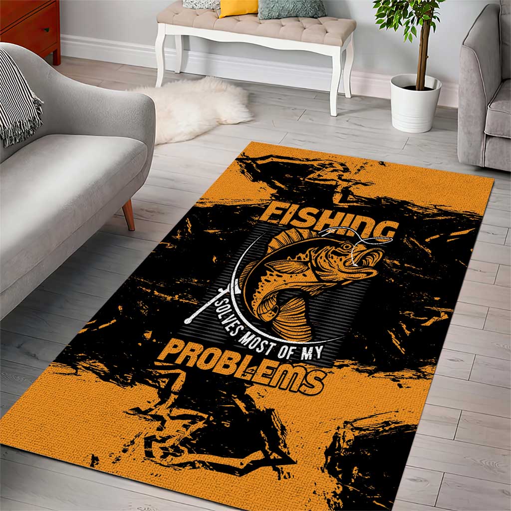 Fishing Solves Most of My Problems Area Rug Grunge Style