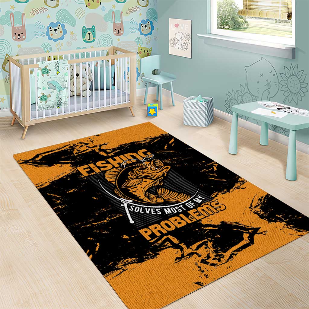 Fishing Solves Most of My Problems Area Rug Grunge Style
