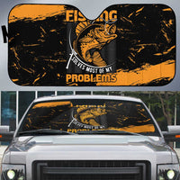 Fishing Solves Most of My Problems Auto Sun Shade Grunge Style