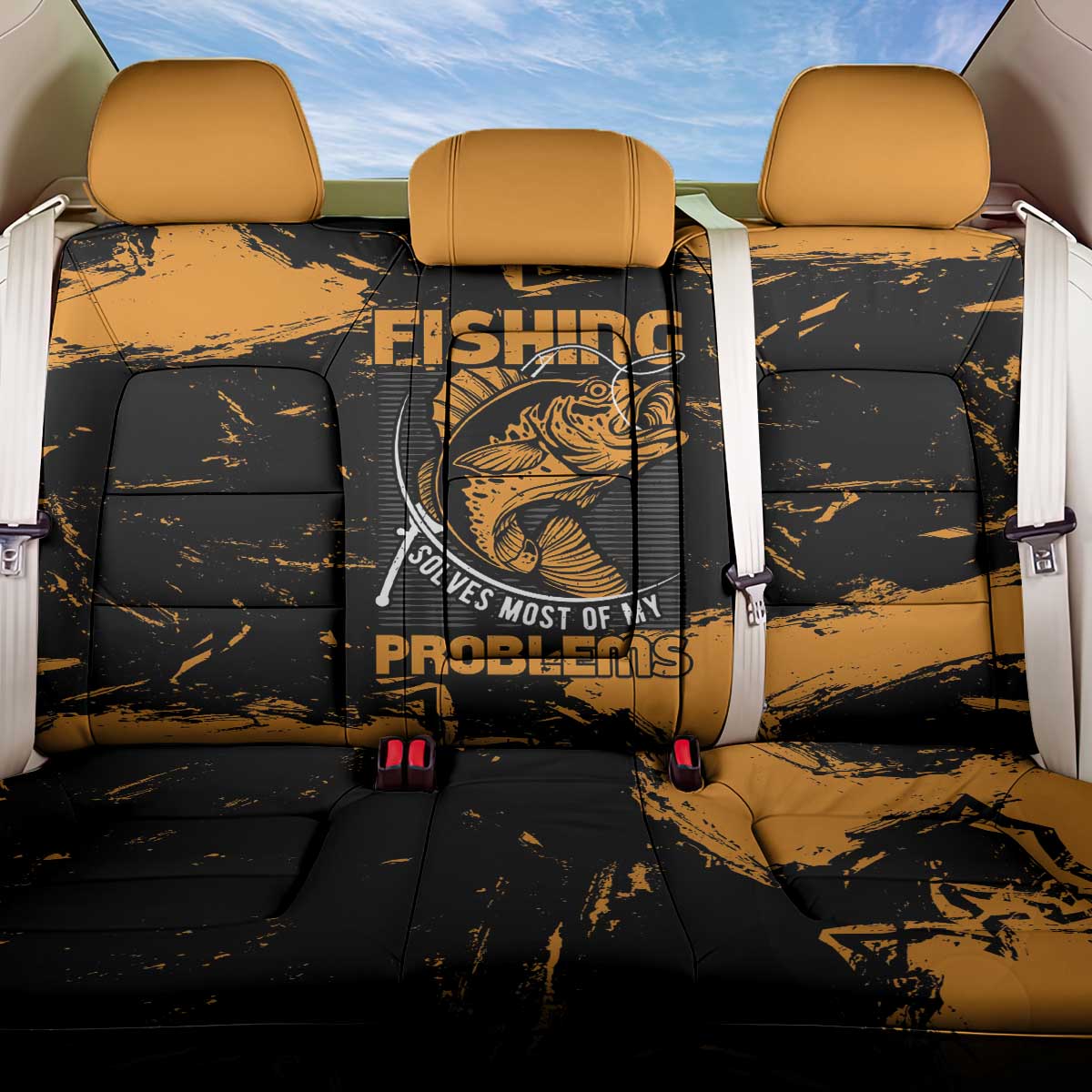 Fishing Solves Most of My Problems Back Car Seat Cover Grunge Style