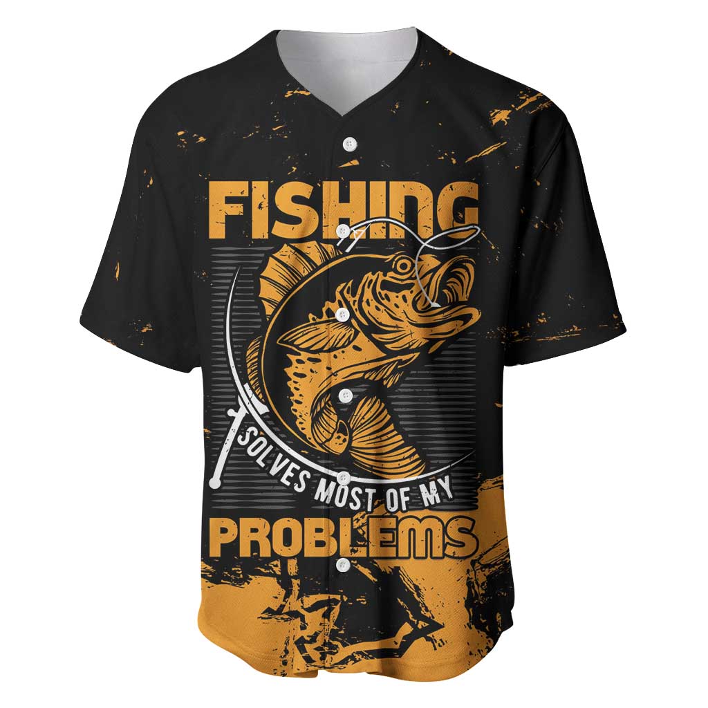 Personalized Fishing Solves Most of My Problems Baseball Jersey Grunge Style