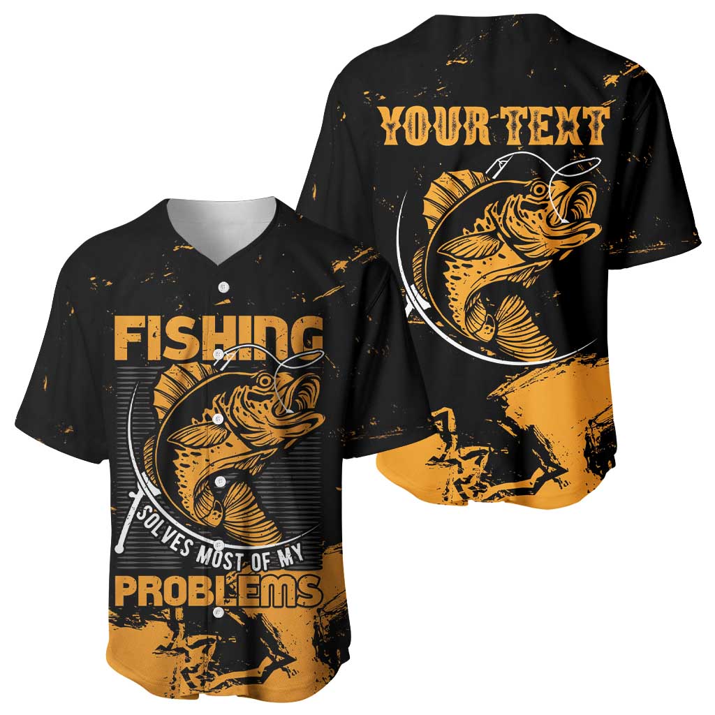Personalized Fishing Solves Most of My Problems Baseball Jersey Grunge Style