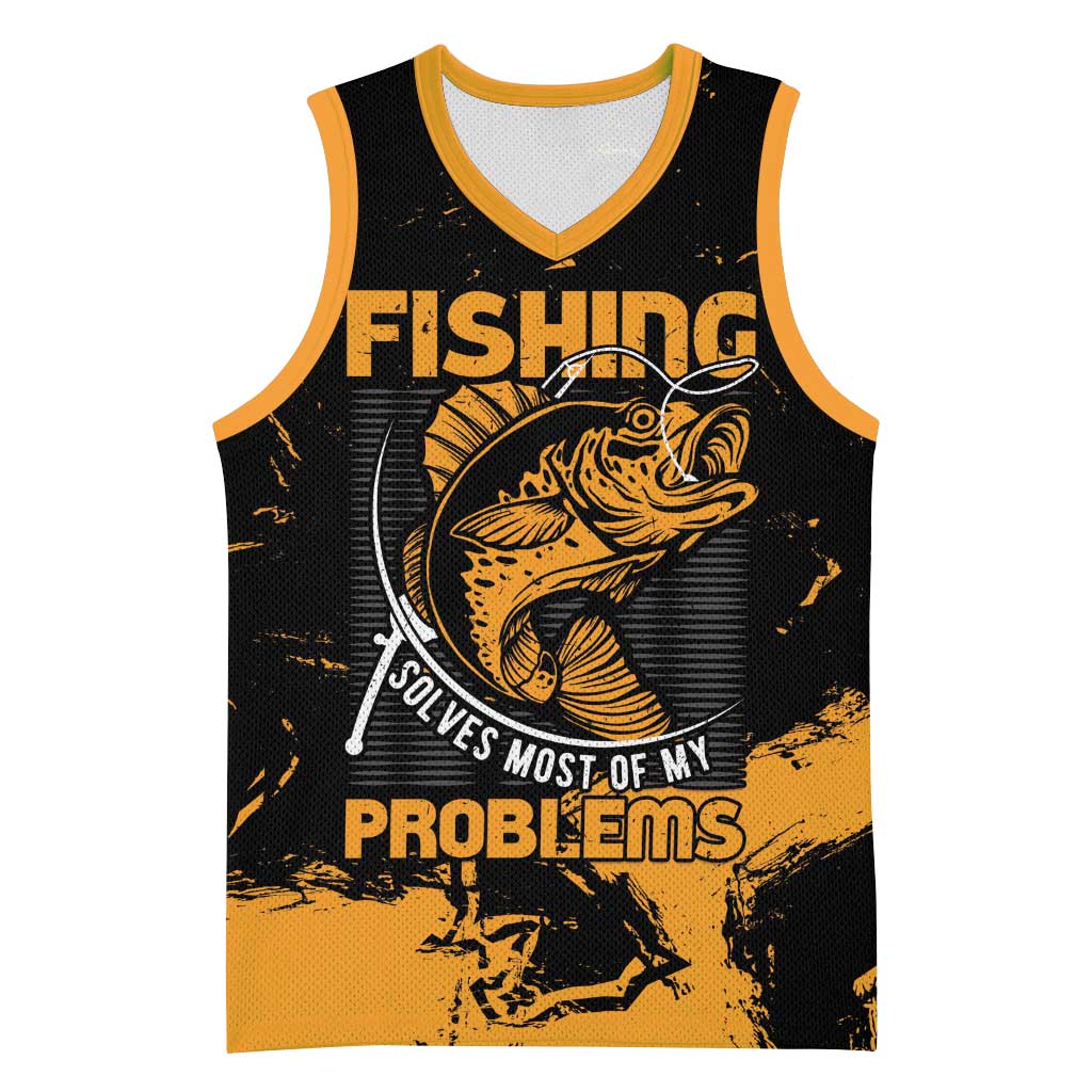 Personalized Fishing Solves Most of My Problems Basketball Jersey Grunge Style