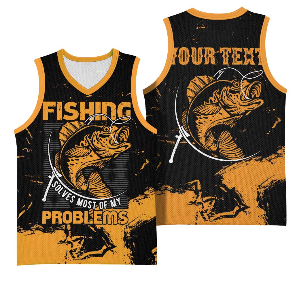 Personalized Fishing Solves Most of My Problems Basketball Jersey Grunge Style
