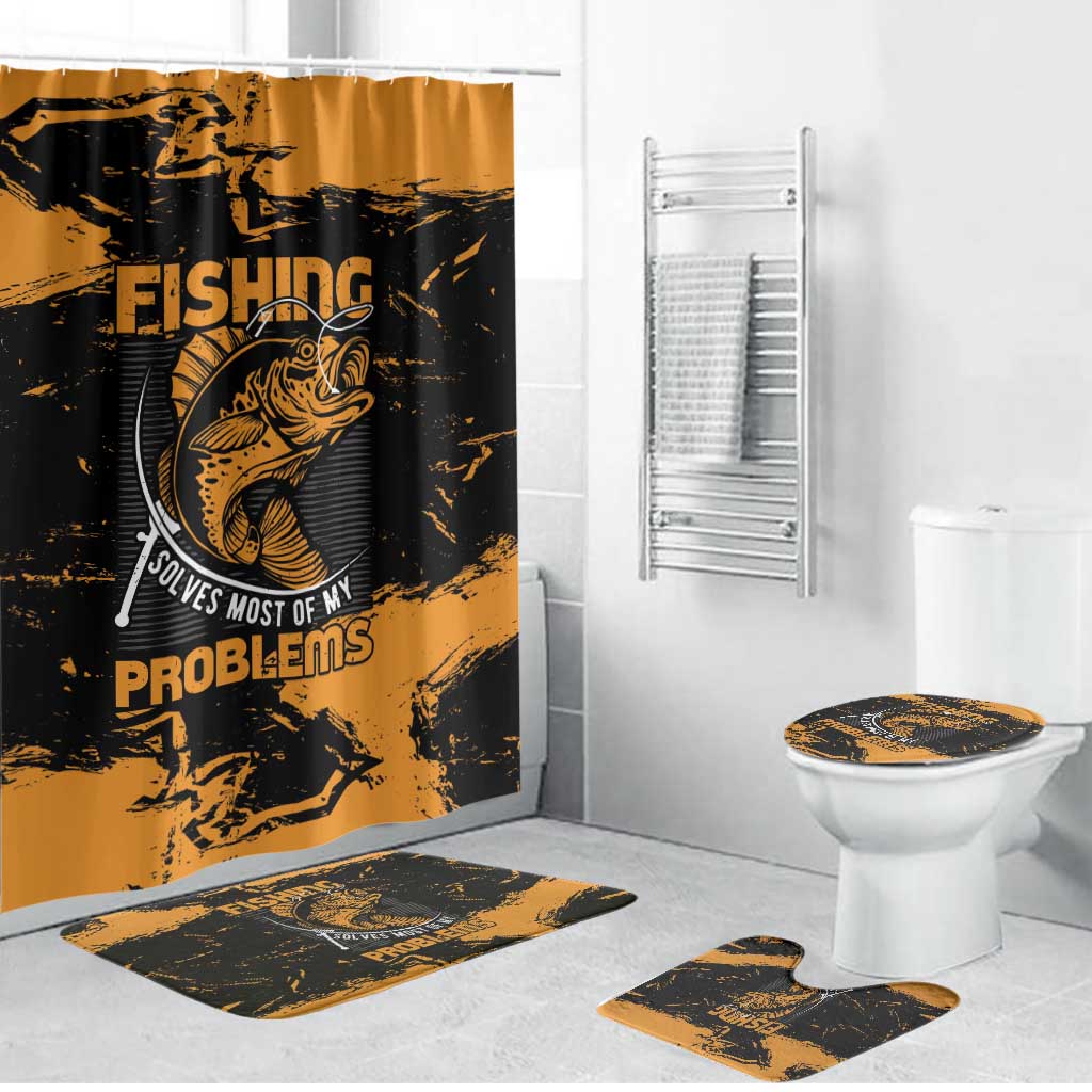 Fishing Solves Most of My Problems Bathroom Set Grunge Style